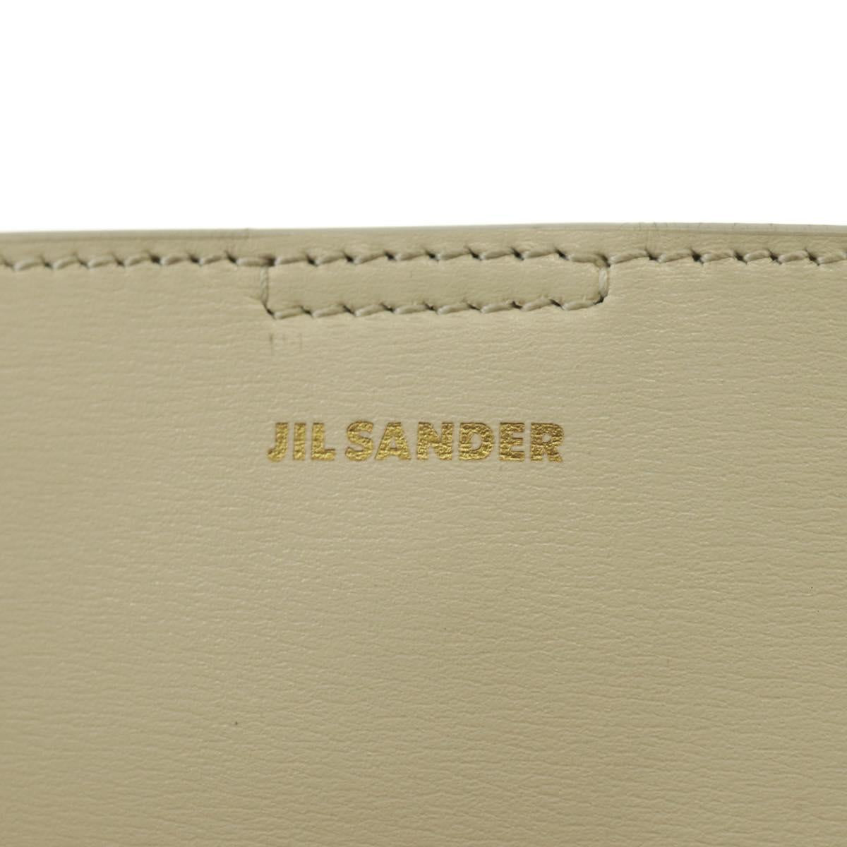 JIL SANDER Shoulder Bag Leather Cream Gold Auth 166868A