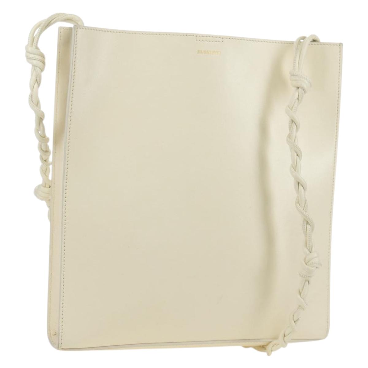 JIL SANDER Shoulder Bag Leather Cream Gold Auth 166868A