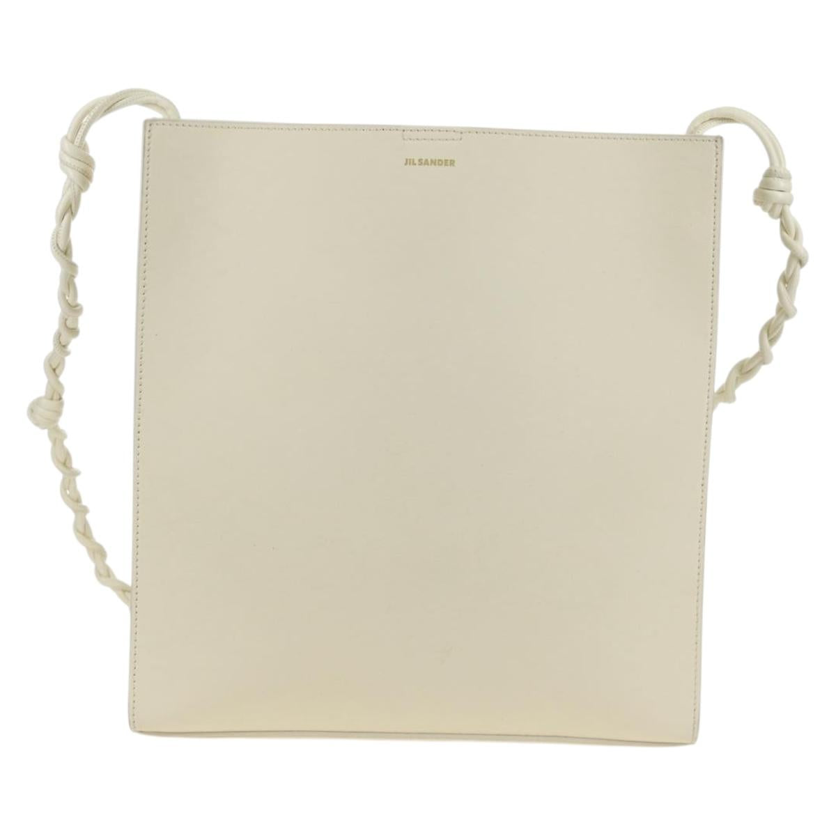 JIL SANDER Shoulder Bag Leather Cream Gold Auth 166868A