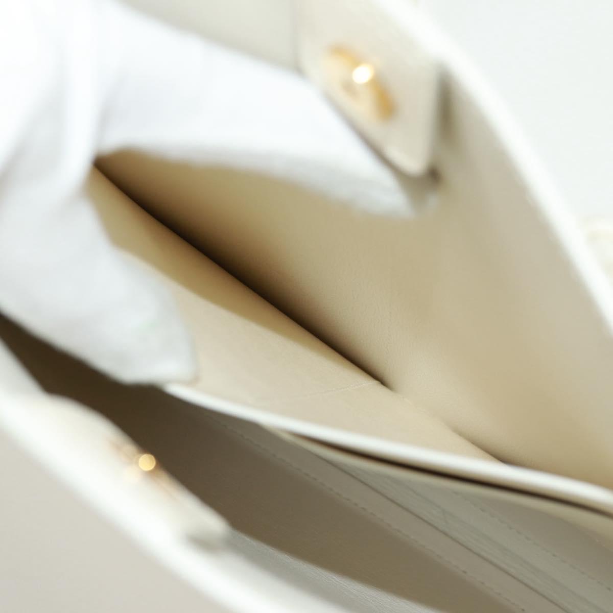 JIL SANDER Shoulder Bag Leather Cream Gold Auth 166868A