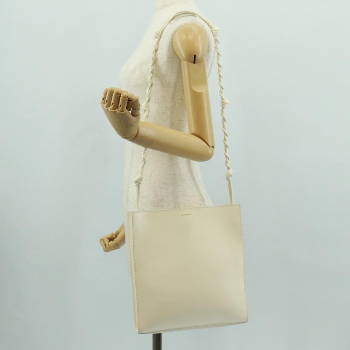 JIL SANDER Shoulder Bag Leather Cream Gold Auth 166868A