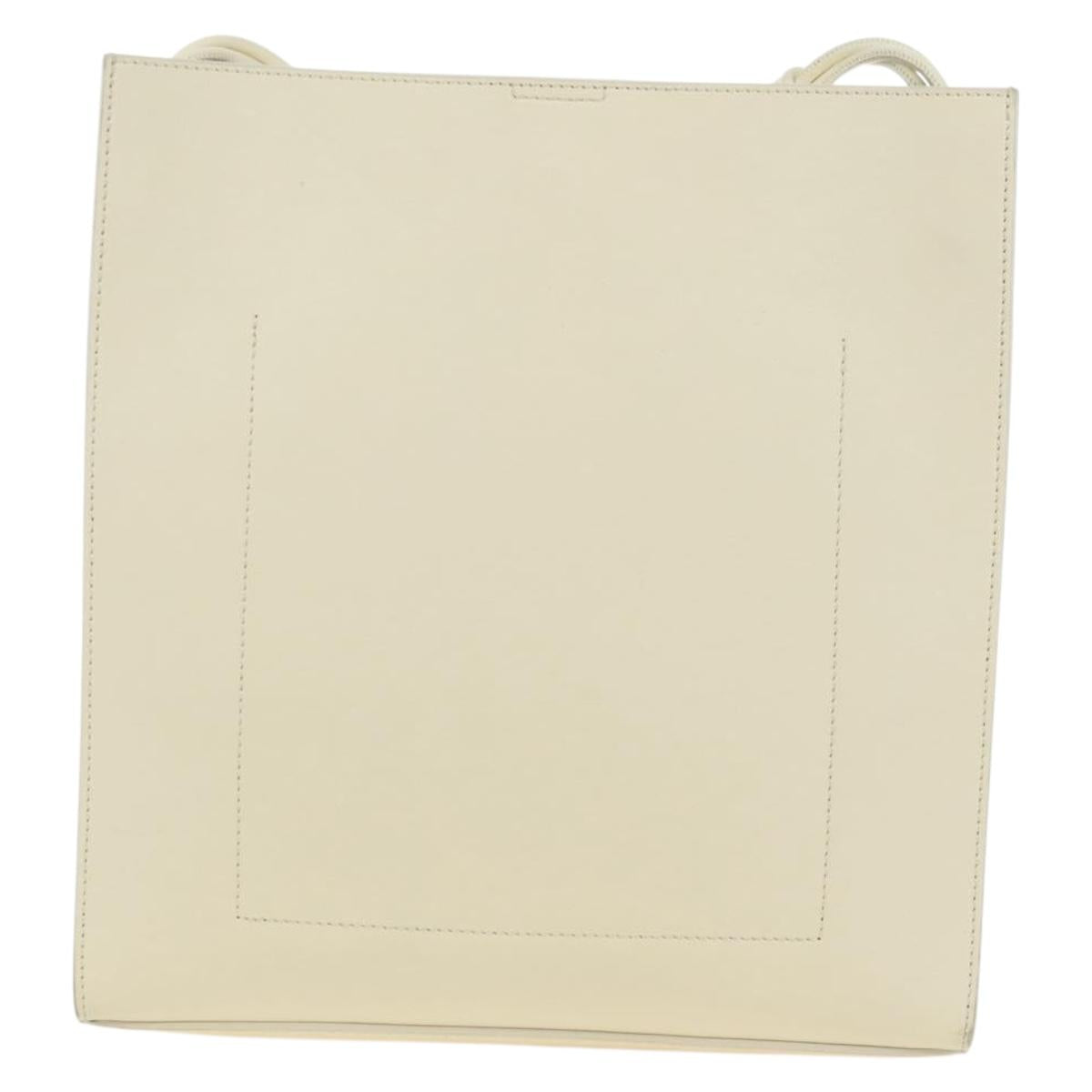 JIL SANDER Shoulder Bag Leather Cream Gold Auth 166868A