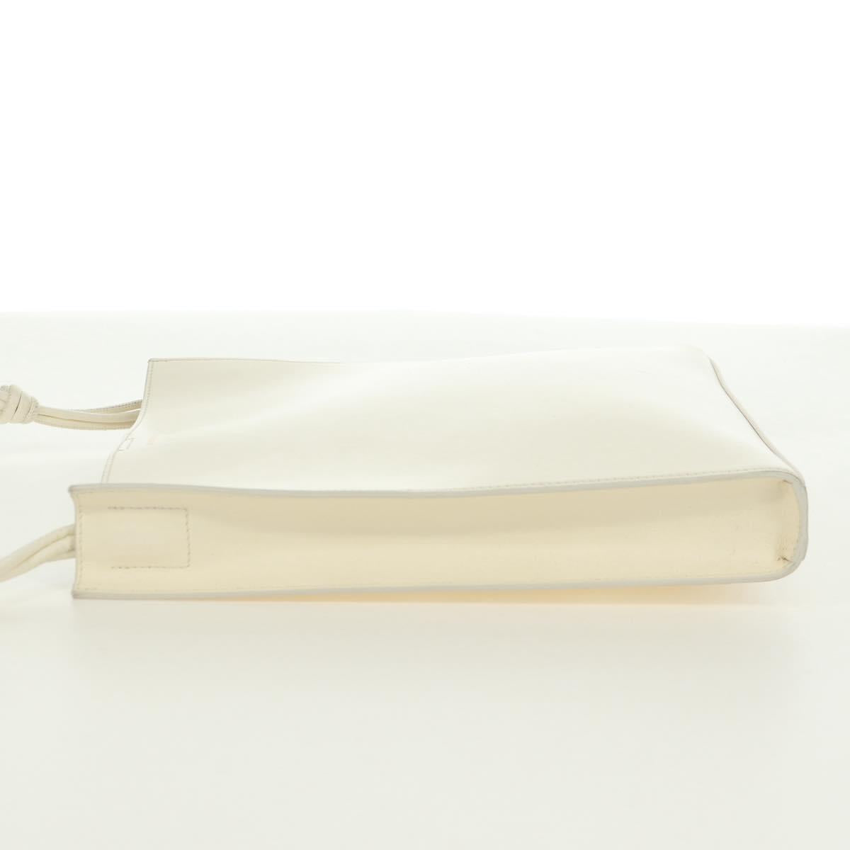 JIL SANDER Shoulder Bag Leather Cream Gold Auth 166868A