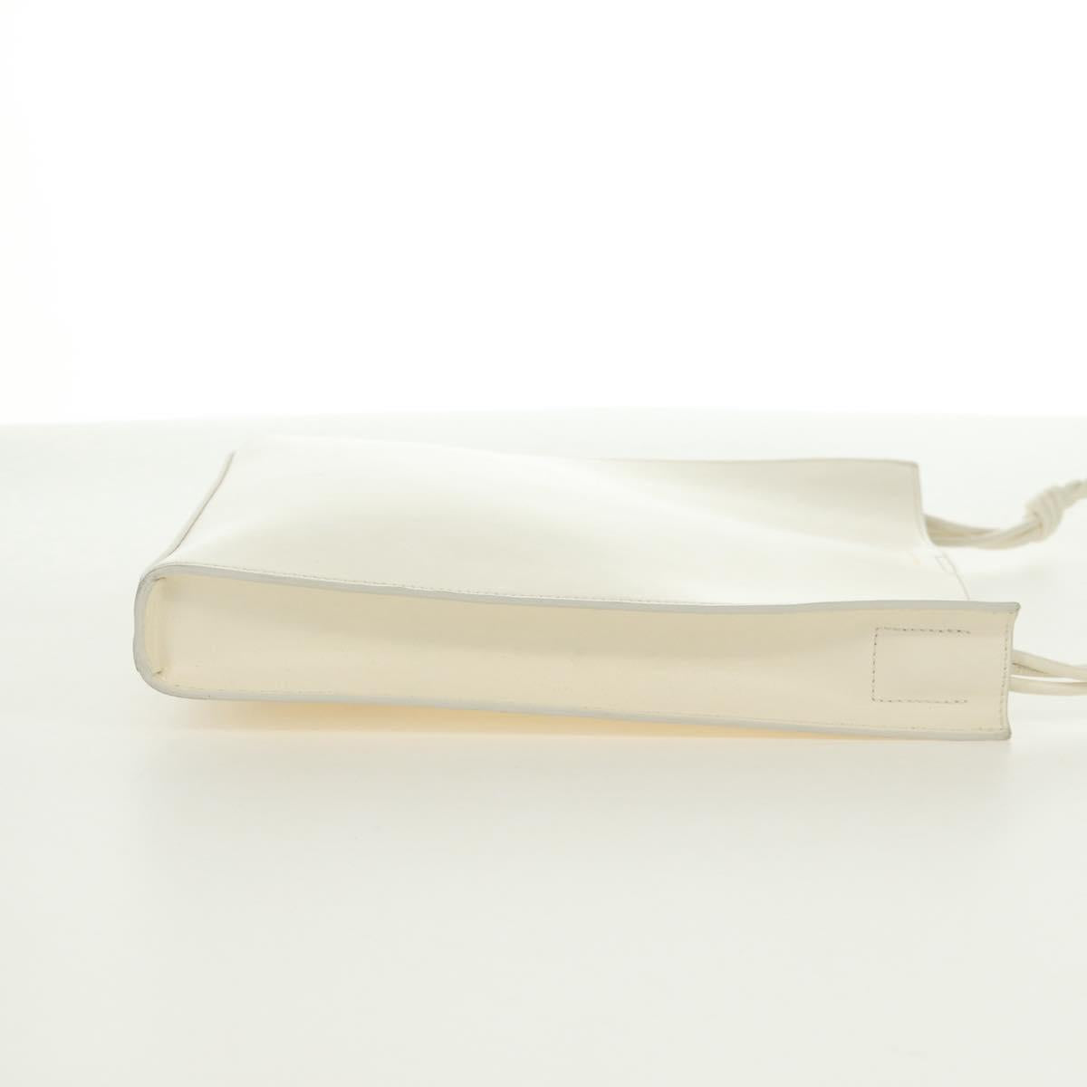 JIL SANDER Shoulder Bag Leather Cream Gold Auth 166868A