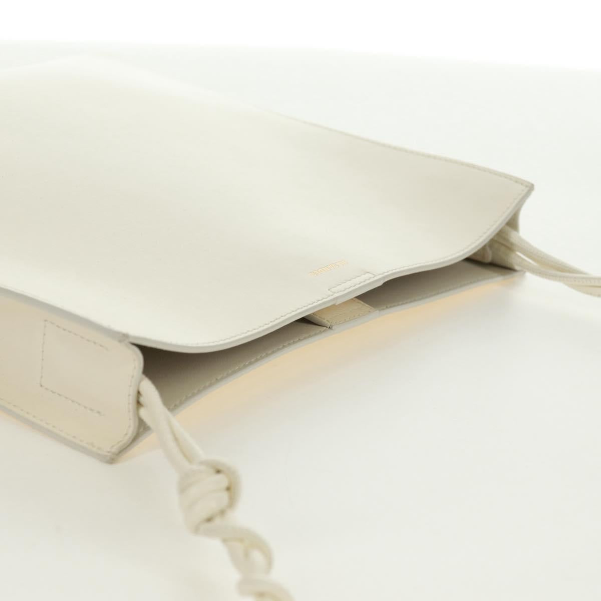 JIL SANDER Shoulder Bag Leather Cream Gold Auth 166868A