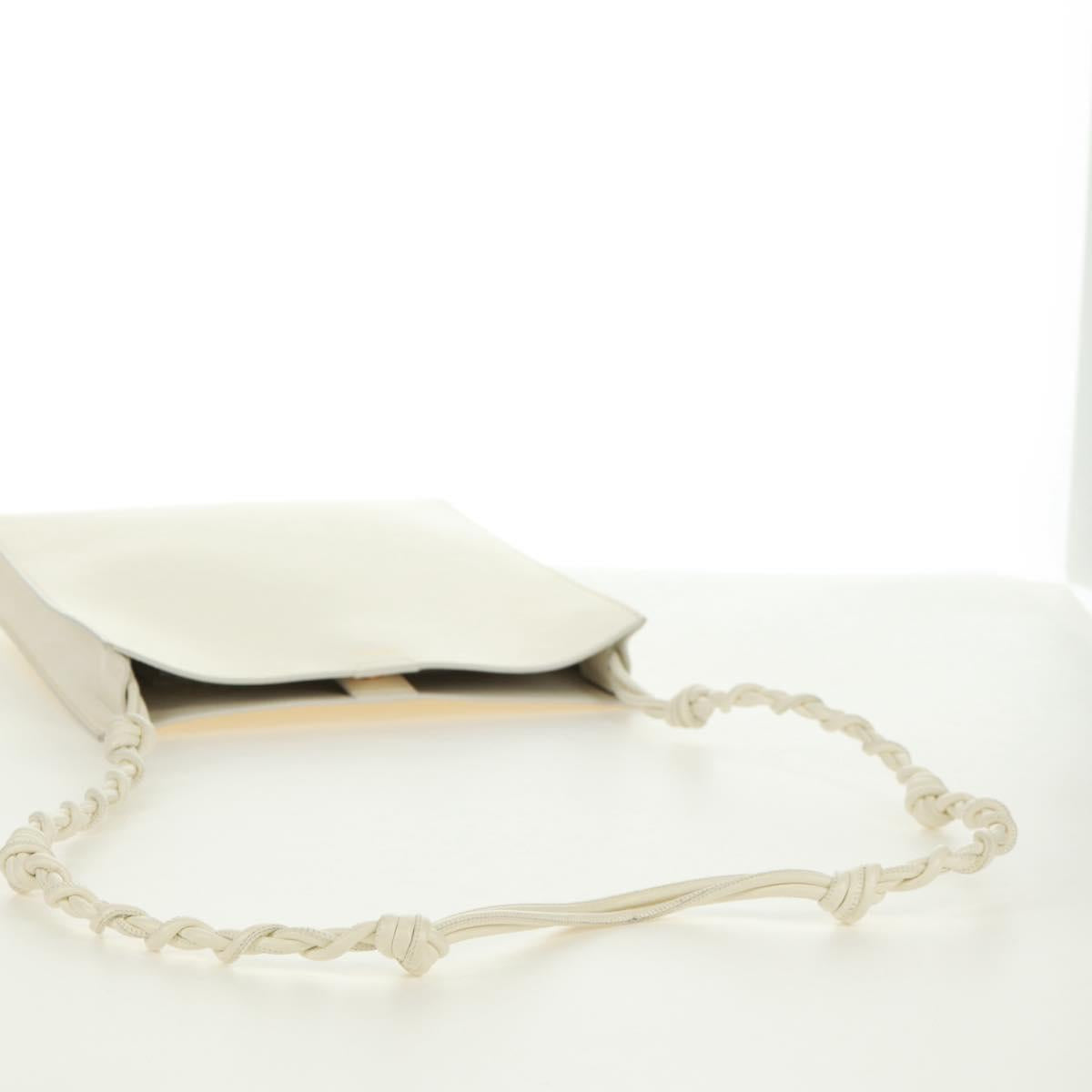 JIL SANDER Shoulder Bag Leather Cream Gold Auth 166868A