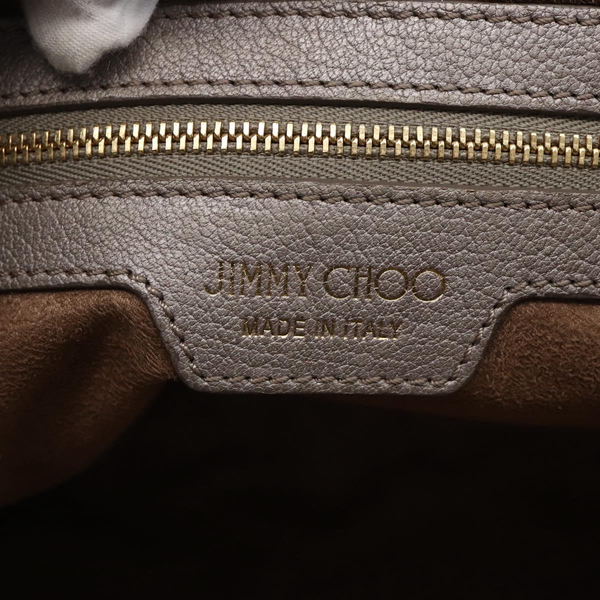 Jimmy Choo Star Studs Tote Bag Leather Gray Gold Auth 166869