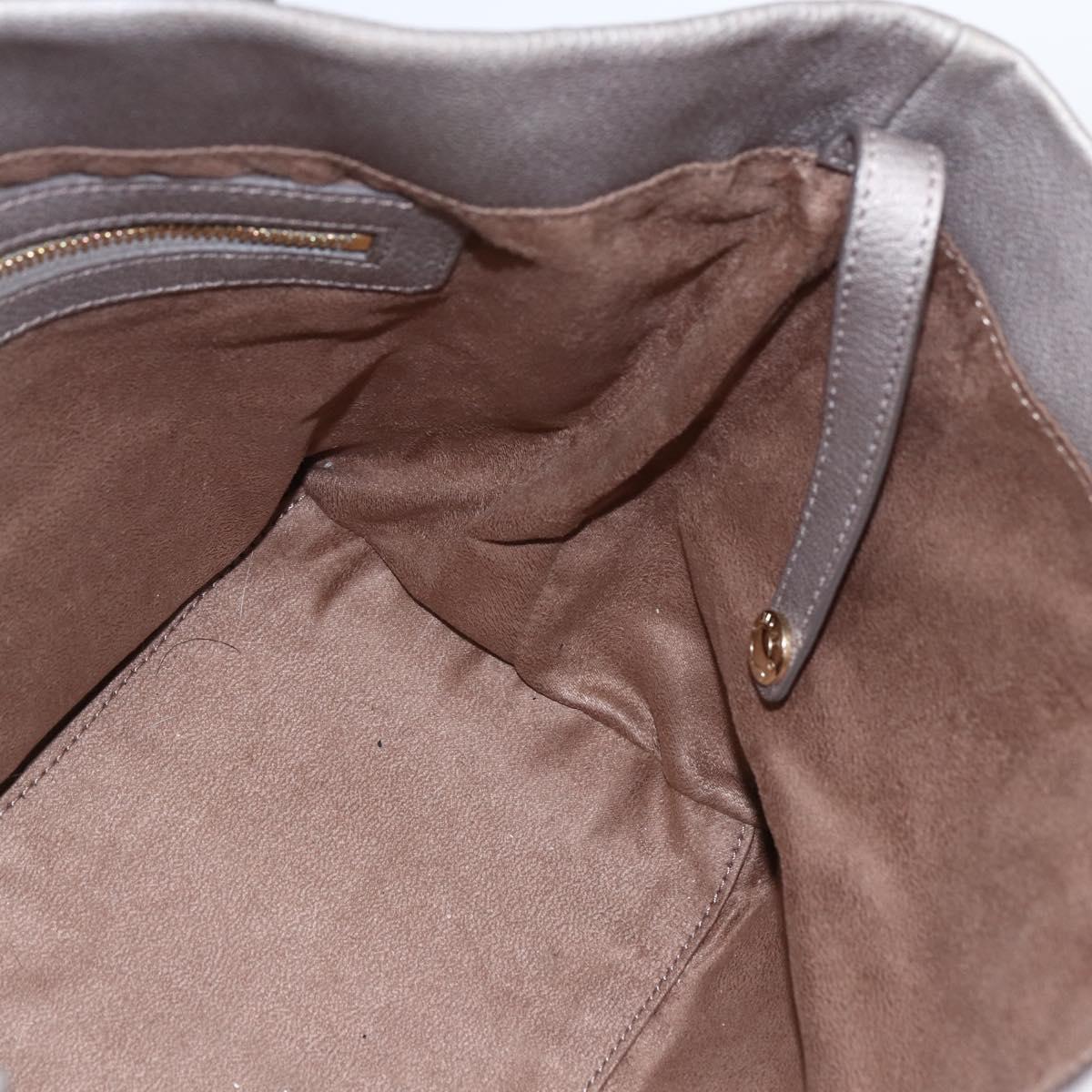 Jimmy Choo Star Studs Tote Bag Leather Gray Gold Auth 166869