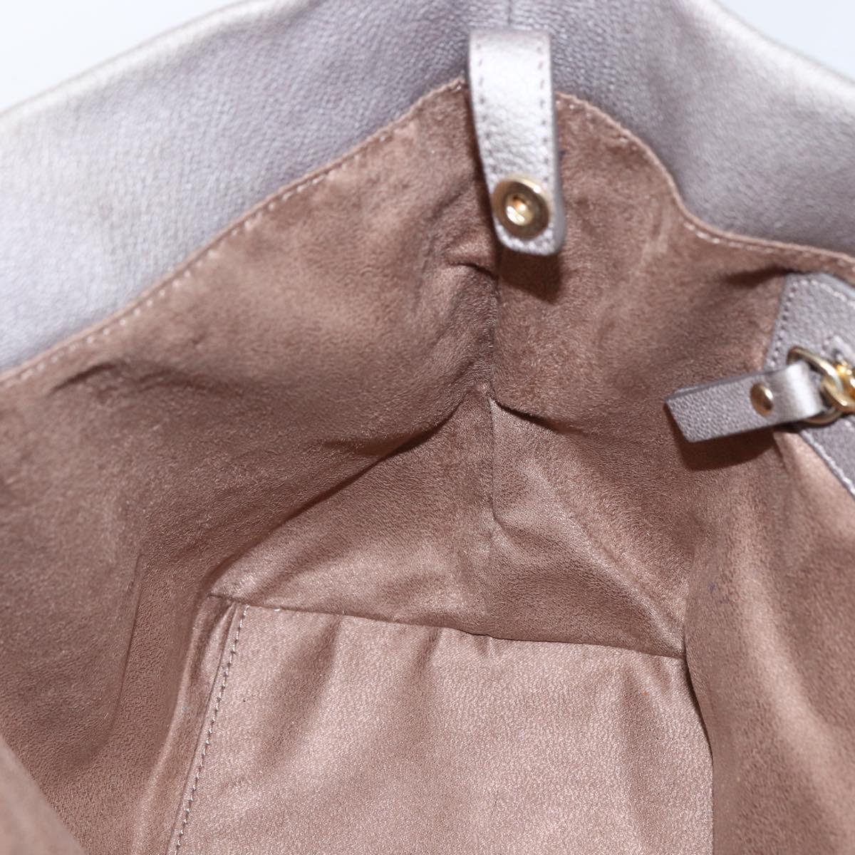 Jimmy Choo Star Studs Tote Bag Leather Gray Gold Auth 166869