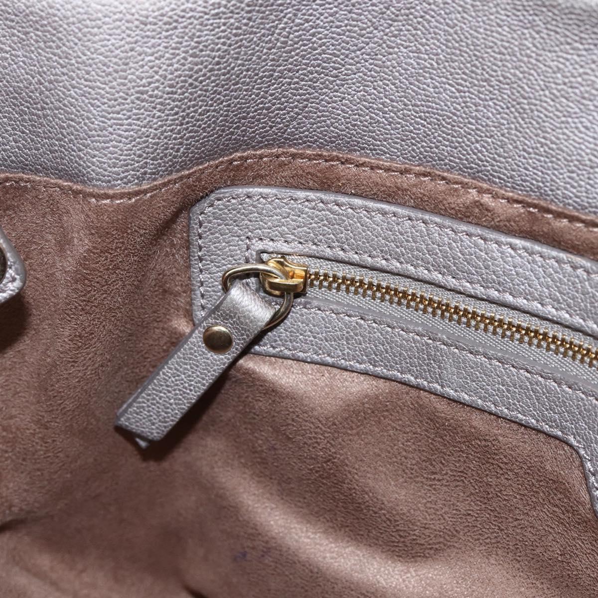 Jimmy Choo Star Studs Tote Bag Leather Gray Gold Auth 166869