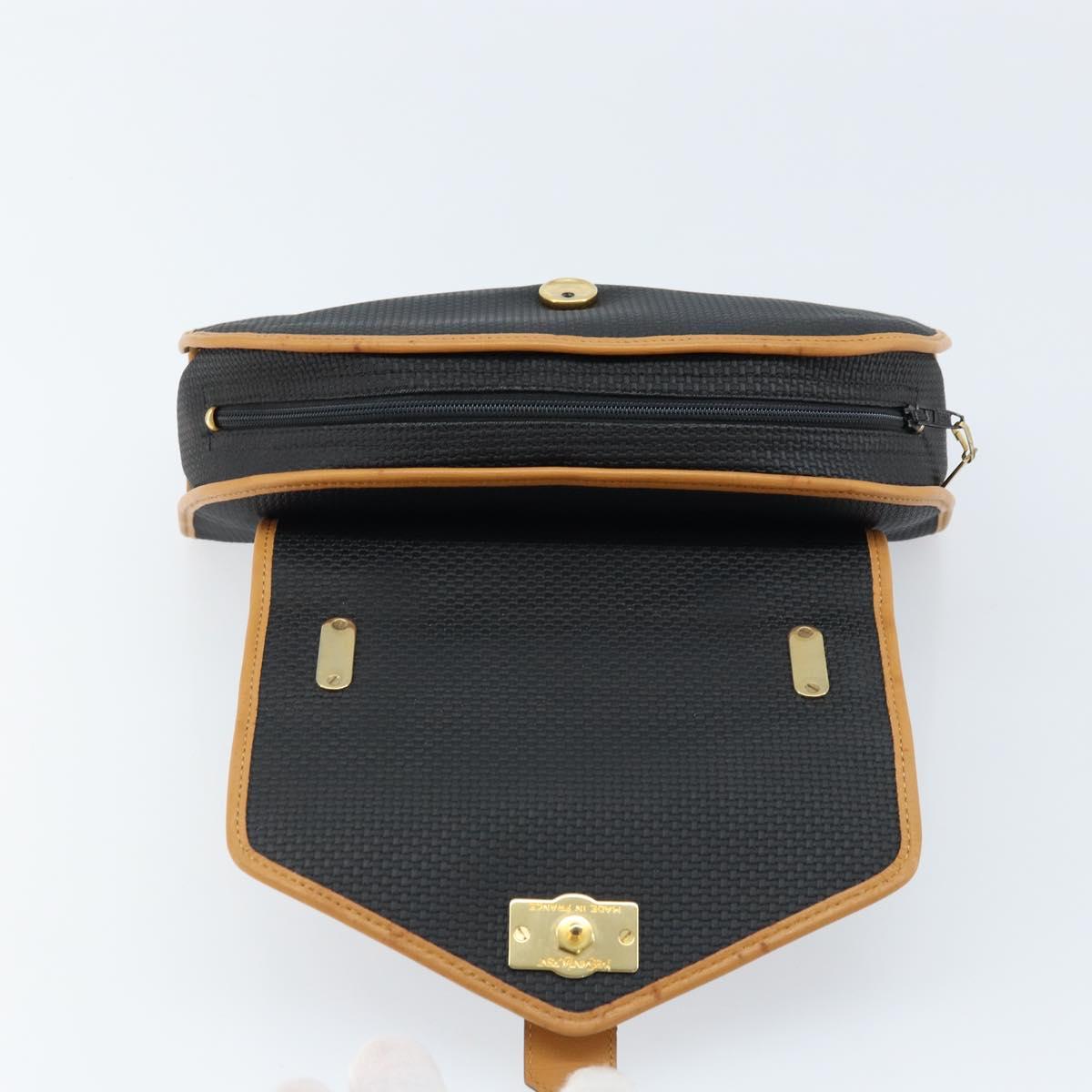 SAINT LAURENT Hand Bag Leather Black Gold Brown Auth 166879A