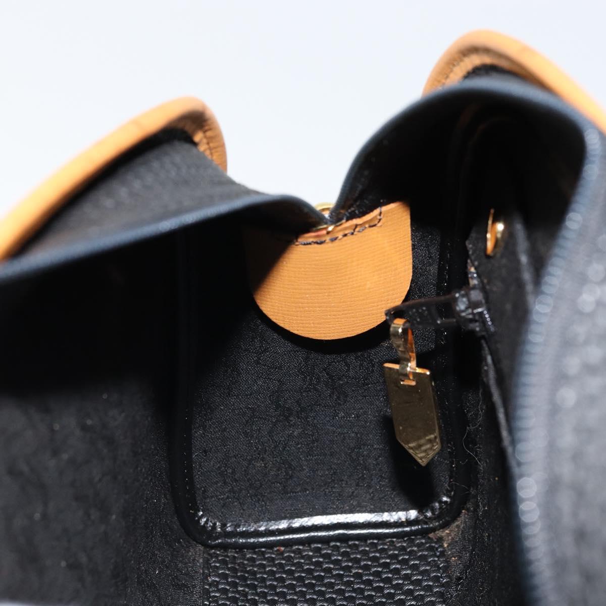 SAINT LAURENT Hand Bag Leather Black Gold Brown Auth 166879A
