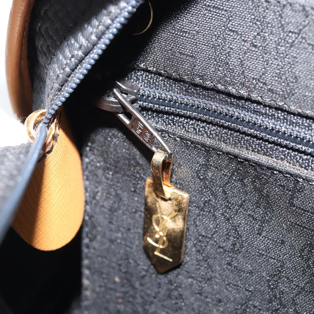 SAINT LAURENT Hand Bag Leather Black Gold Brown Auth 166879A
