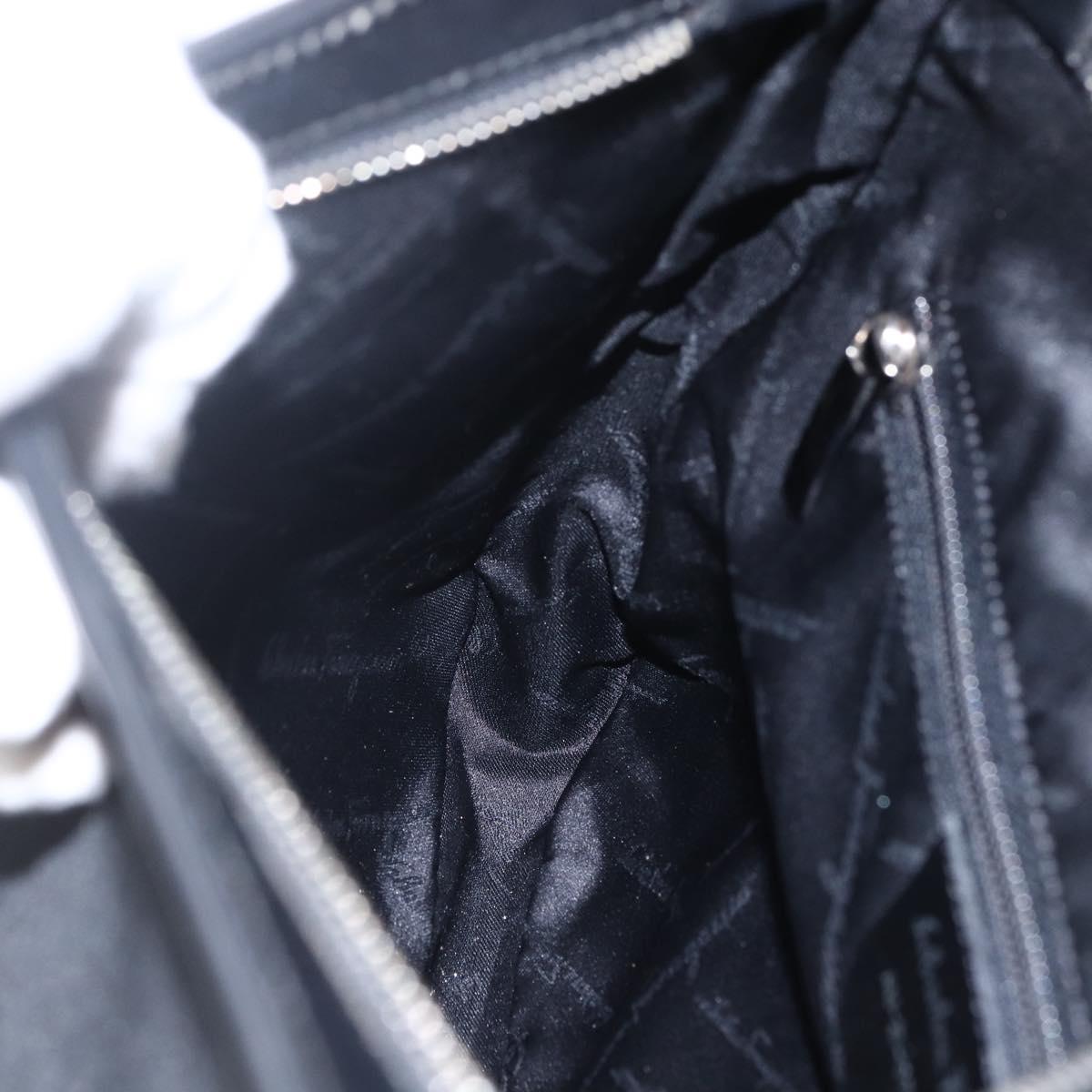 Salvatore Ferragamo Shoulder Bag Nylon Black Silver Auth 166884