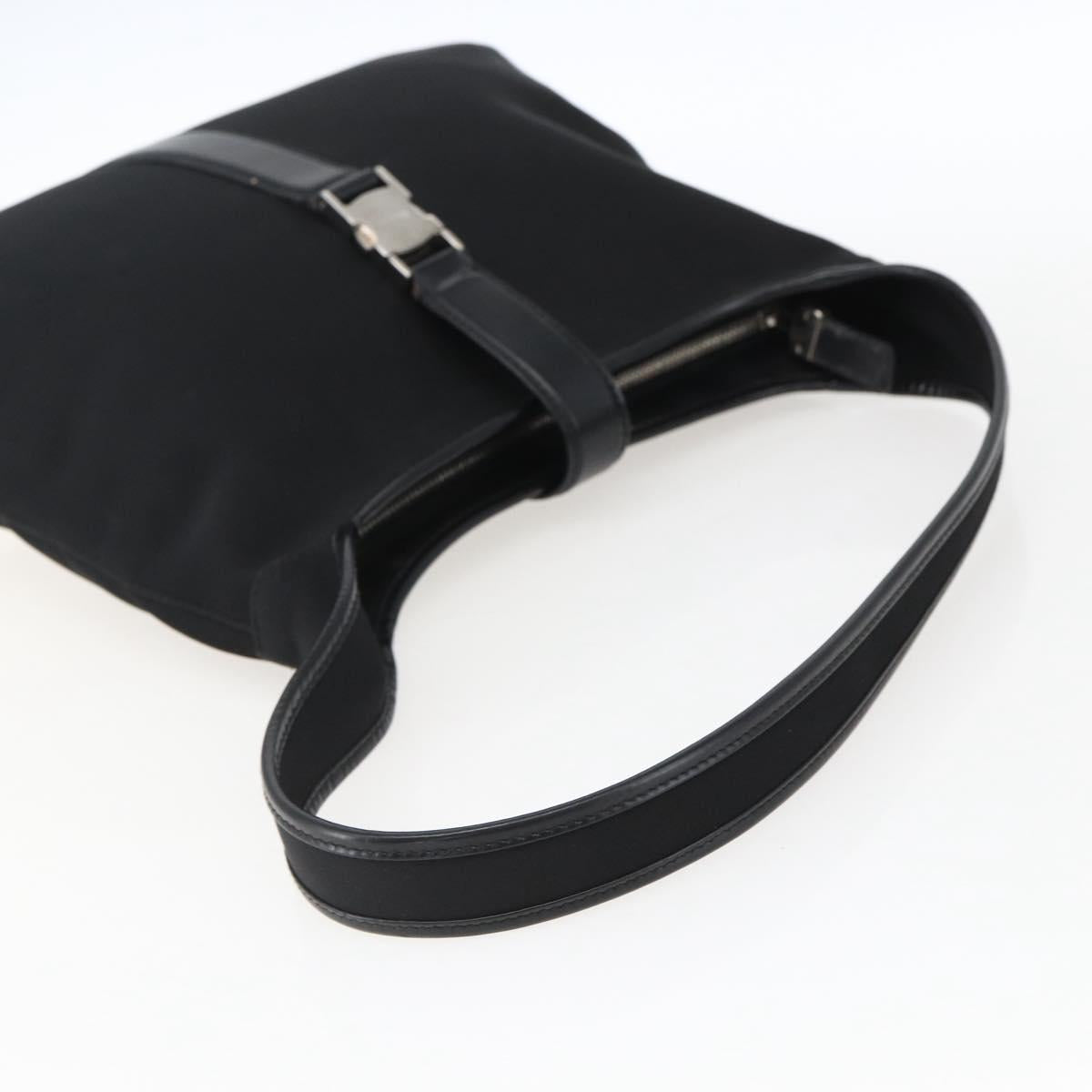 Salvatore Ferragamo Shoulder Bag Nylon Black Silver Auth 166884