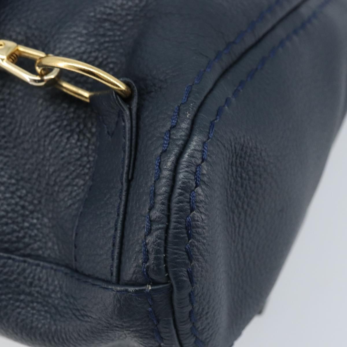 SAINT LAURENT Backpack Leather Navy Gold Auth 166885
