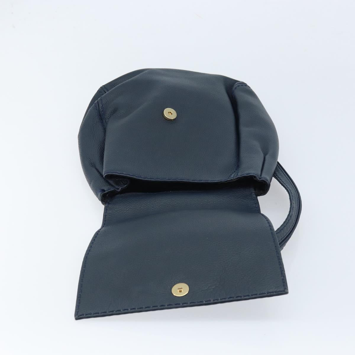 SAINT LAURENT Backpack Leather Navy Gold Auth 166885