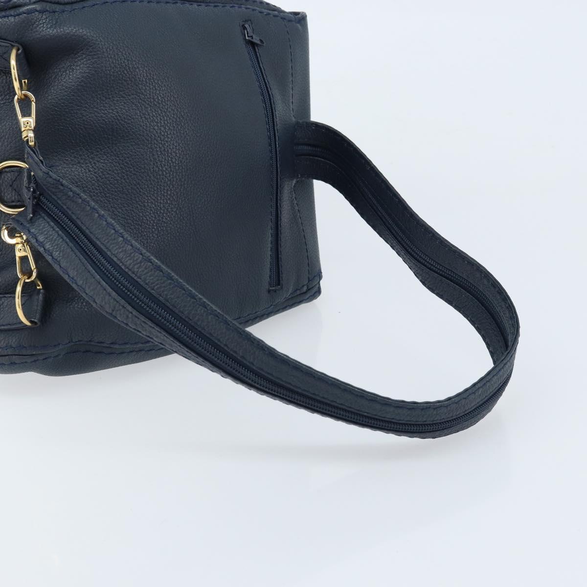 SAINT LAURENT Backpack Leather Navy Gold Auth 166885