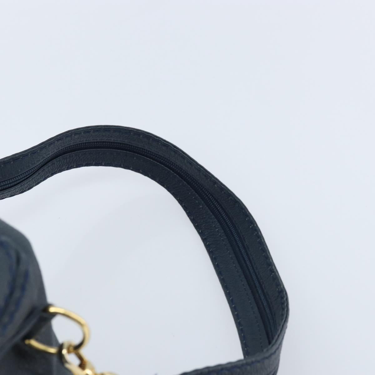 SAINT LAURENT Backpack Leather Navy Gold Auth 166885