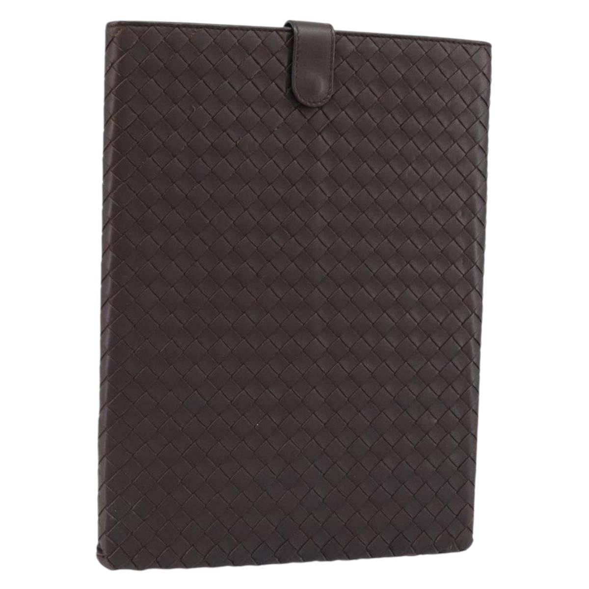 BOTTEGA VENETA INTRECCIATO iPad Case Leather Dark Brown Auth 166887