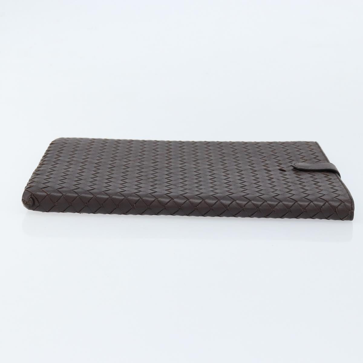 BOTTEGA VENETA INTRECCIATO iPad Case Leather Dark Brown Auth 166887