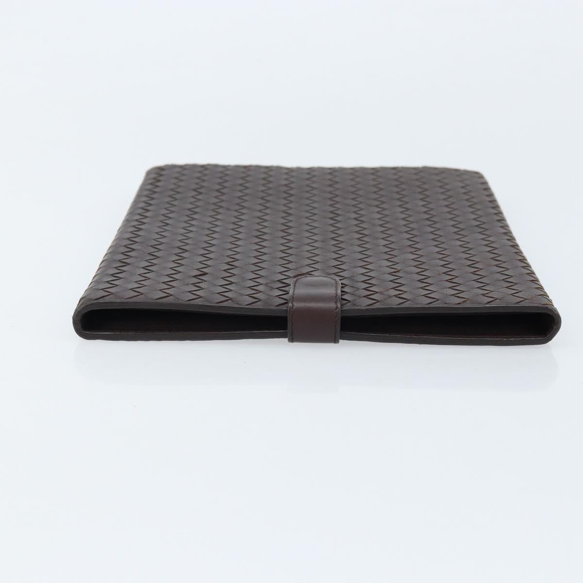 BOTTEGA VENETA INTRECCIATO iPad Case Leather Dark Brown Auth 166887