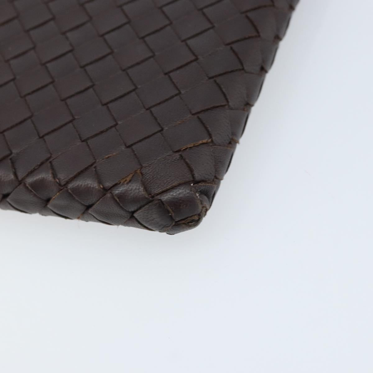 BOTTEGA VENETA INTRECCIATO iPad Case Leather Dark Brown Auth 166887