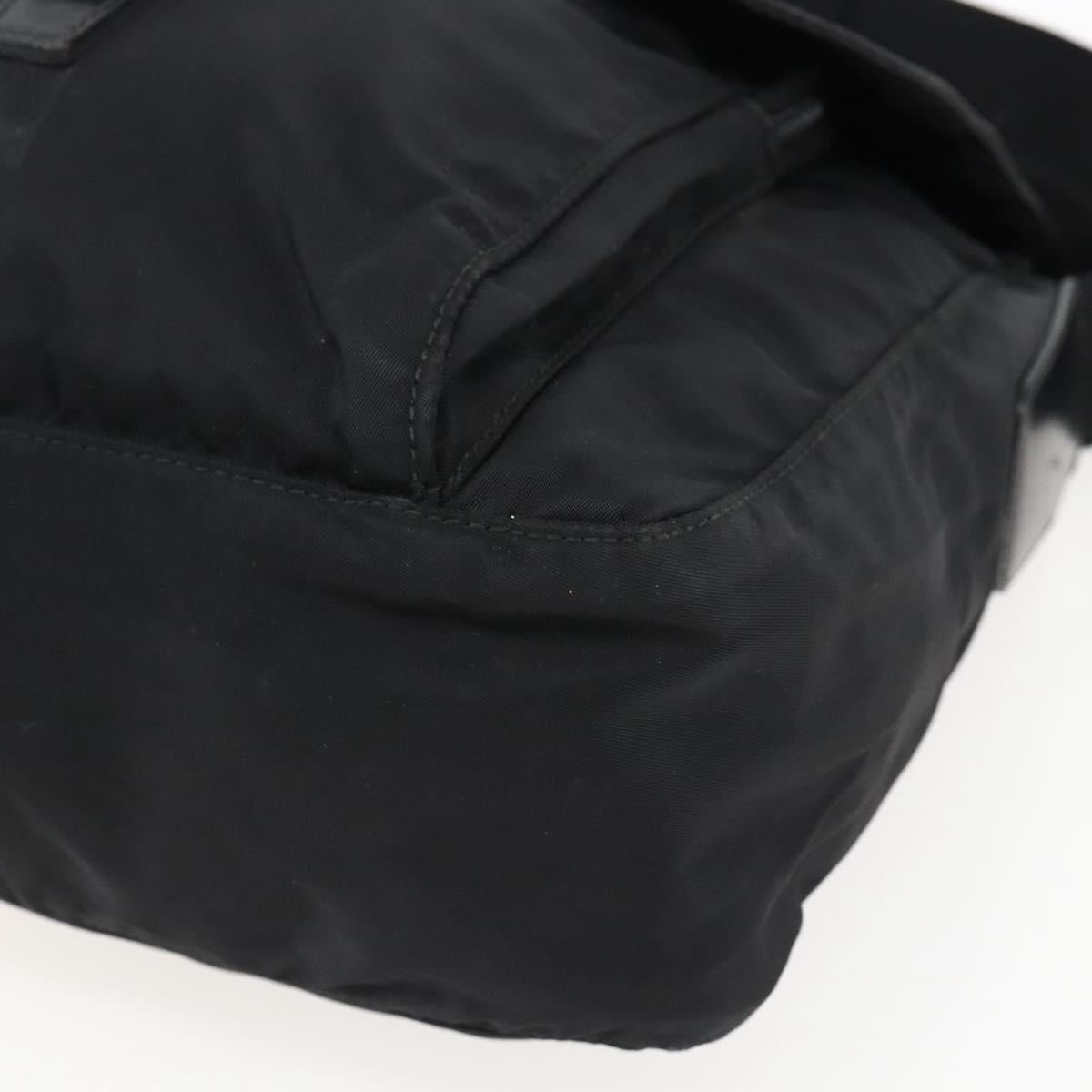 PRADA Shoulder Bag Nylon Black Silver Auth 166891A