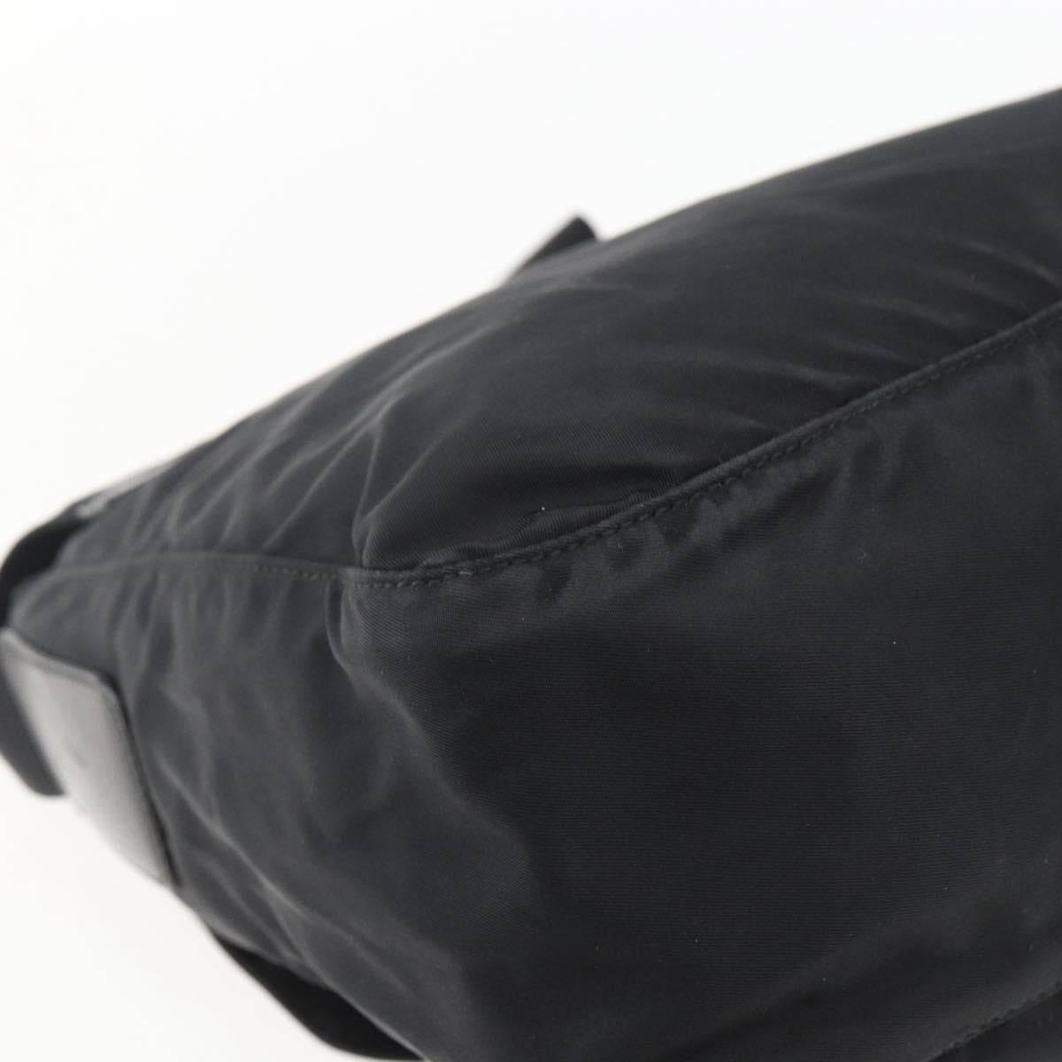 PRADA Shoulder Bag Nylon Black Silver Auth 166891A