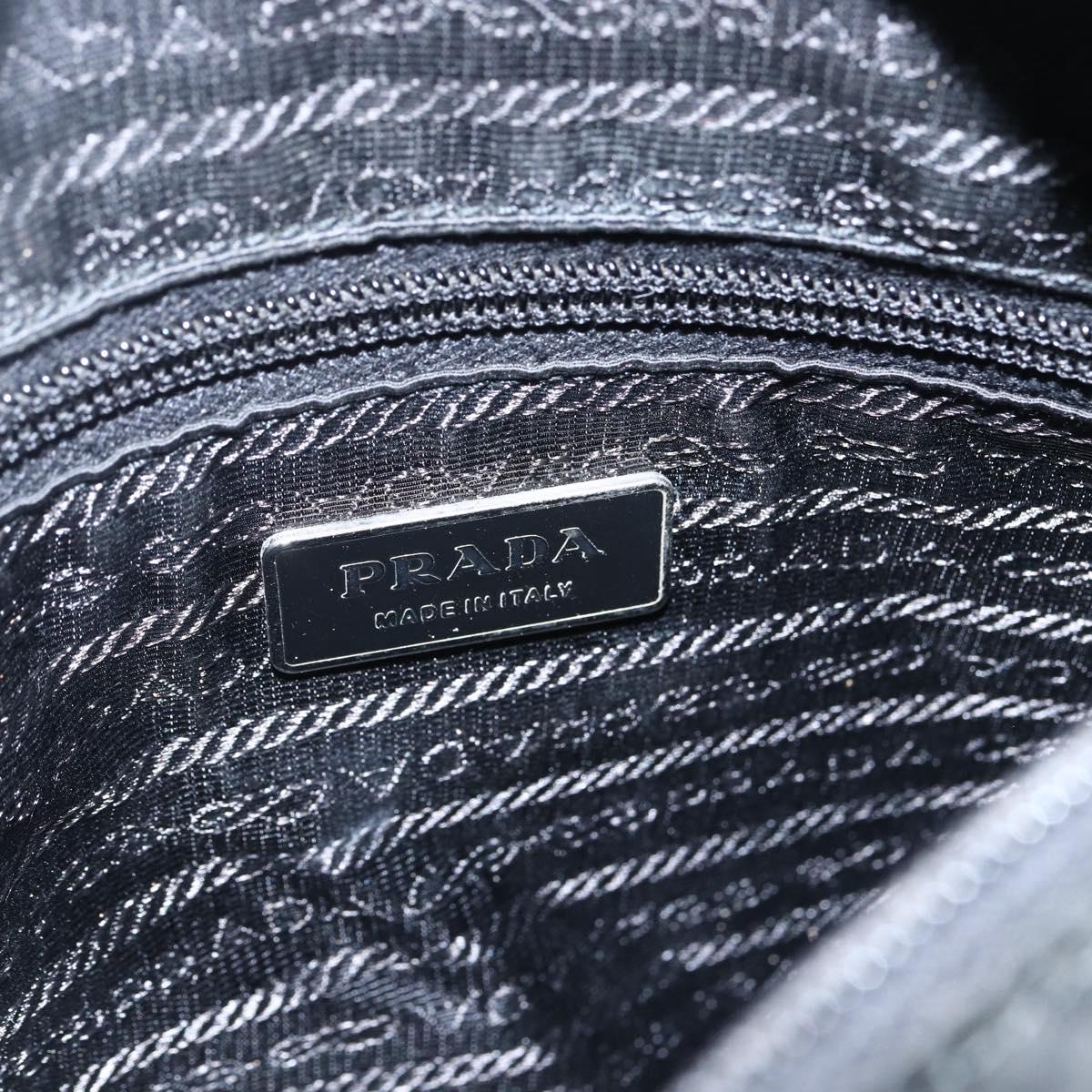PRADA Shoulder Bag Nylon Black Silver Auth 166891A