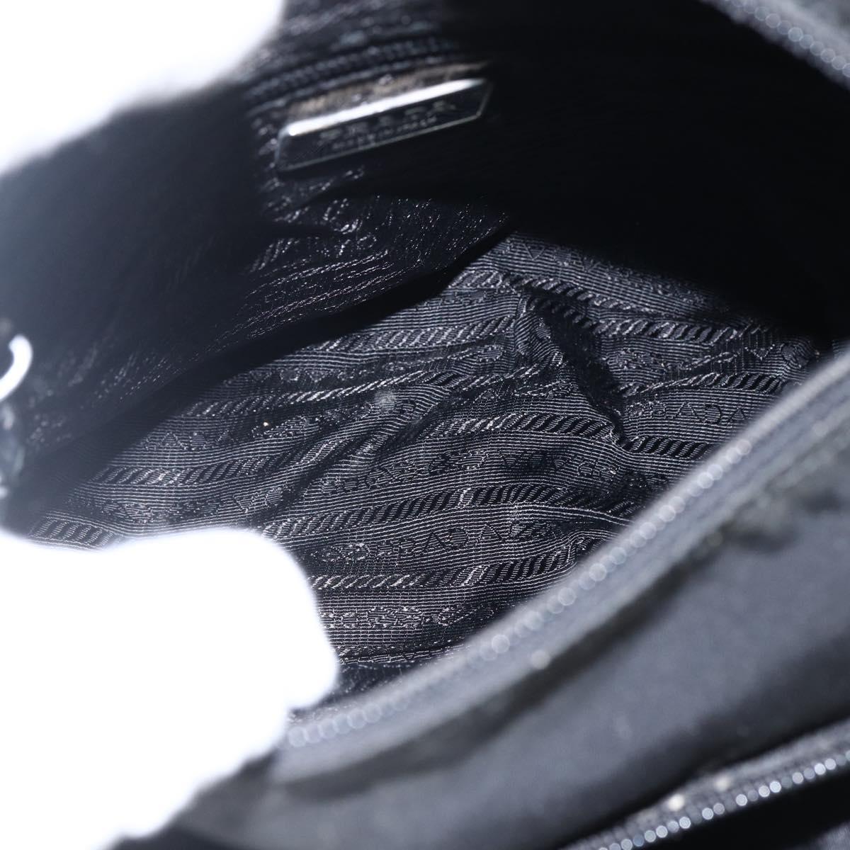 PRADA Shoulder Bag Nylon Black Silver Auth 166891A