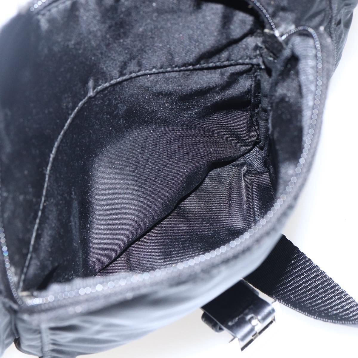 PRADA Shoulder Bag Nylon Black Silver Auth 166891A