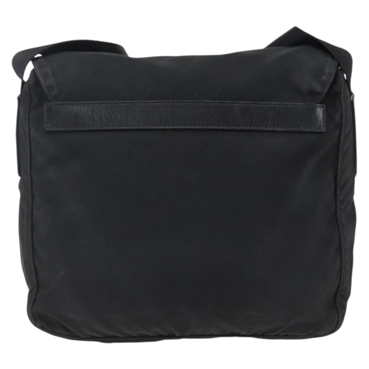 PRADA Shoulder Bag Nylon Black Silver Auth 166891A