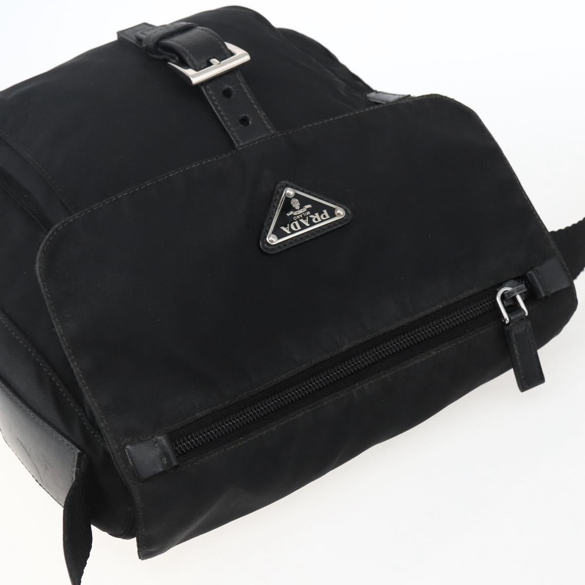 PRADA Shoulder Bag Nylon Black Silver Auth 166891A