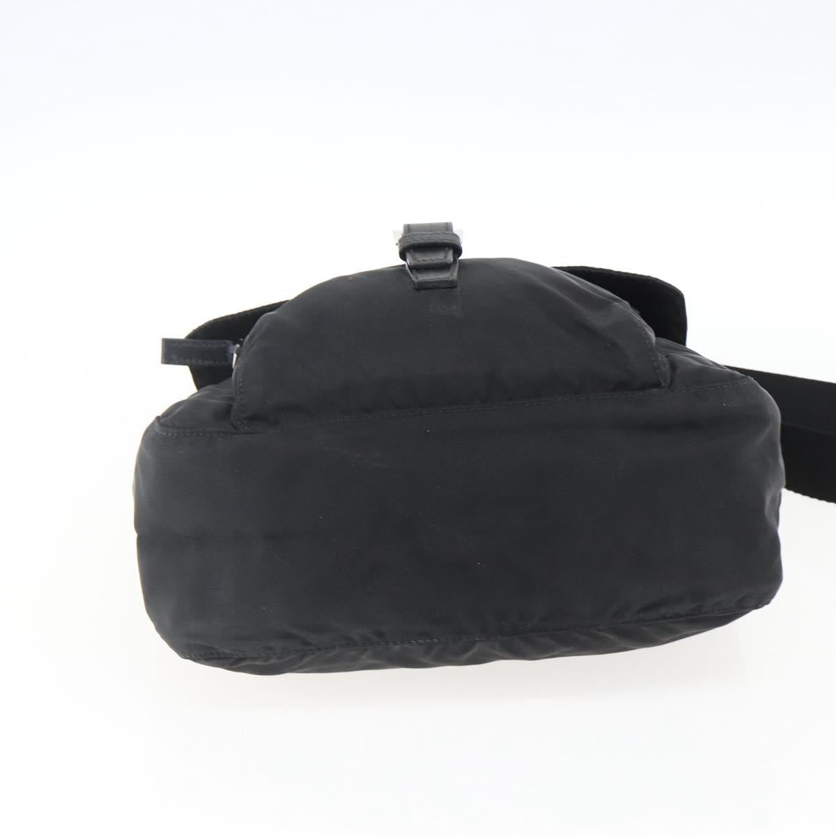 PRADA Shoulder Bag Nylon Black Silver Auth 166891A