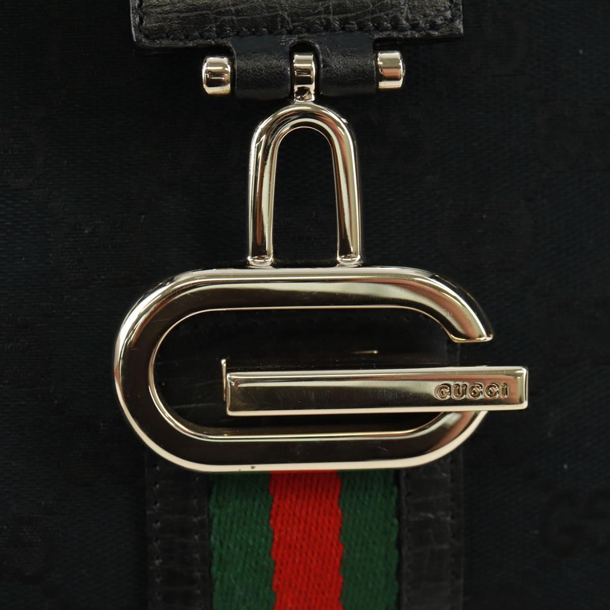 GUCCI GG Canvas Web Sherry Line Hand Bag Black Gold Red 131325 Auth 166893SAM