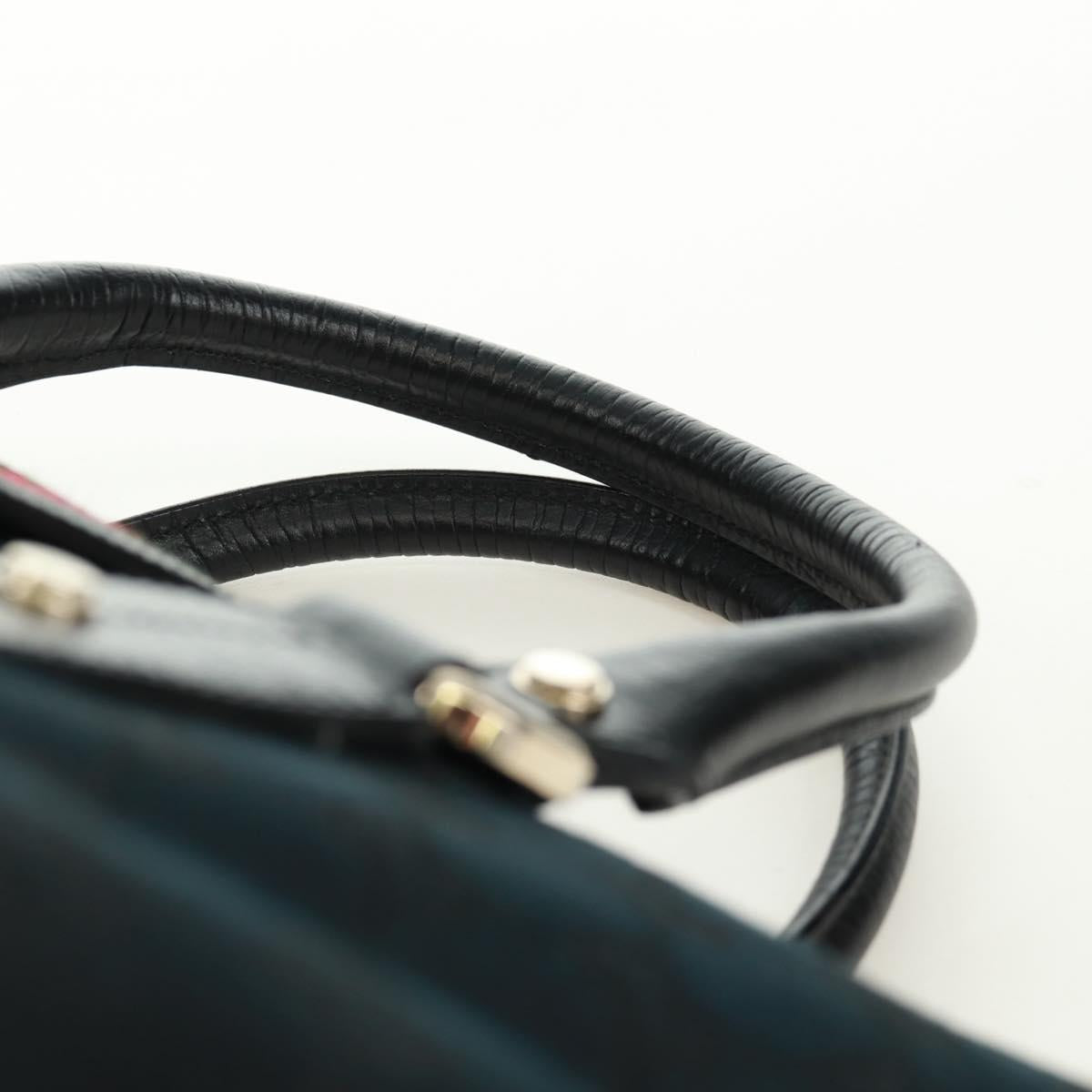 GUCCI GG Canvas Web Sherry Line Hand Bag Black Gold Red 131325 Auth 166893SAM