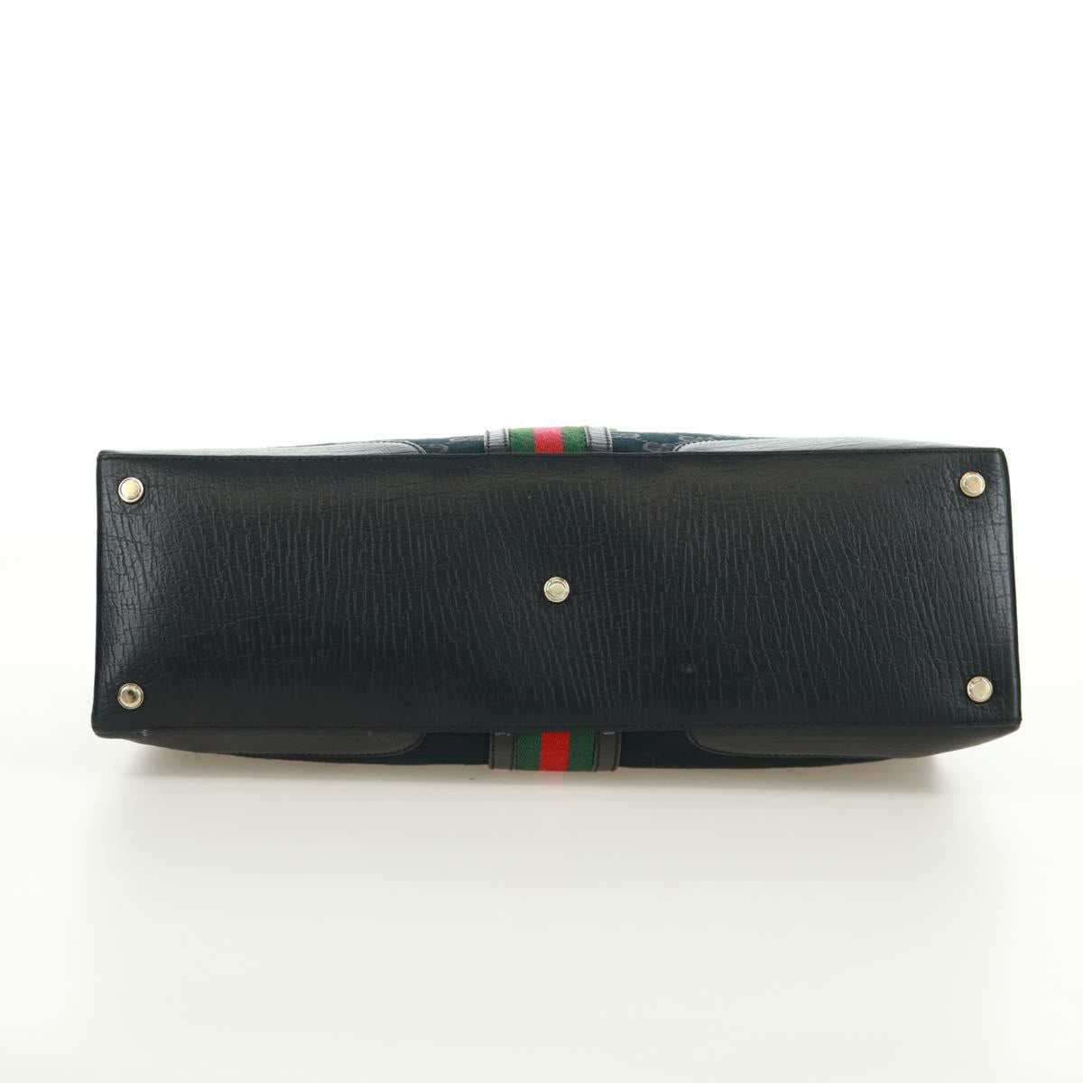GUCCI GG Canvas Web Sherry Line Hand Bag Black Gold Red 131325 Auth 166893SAM