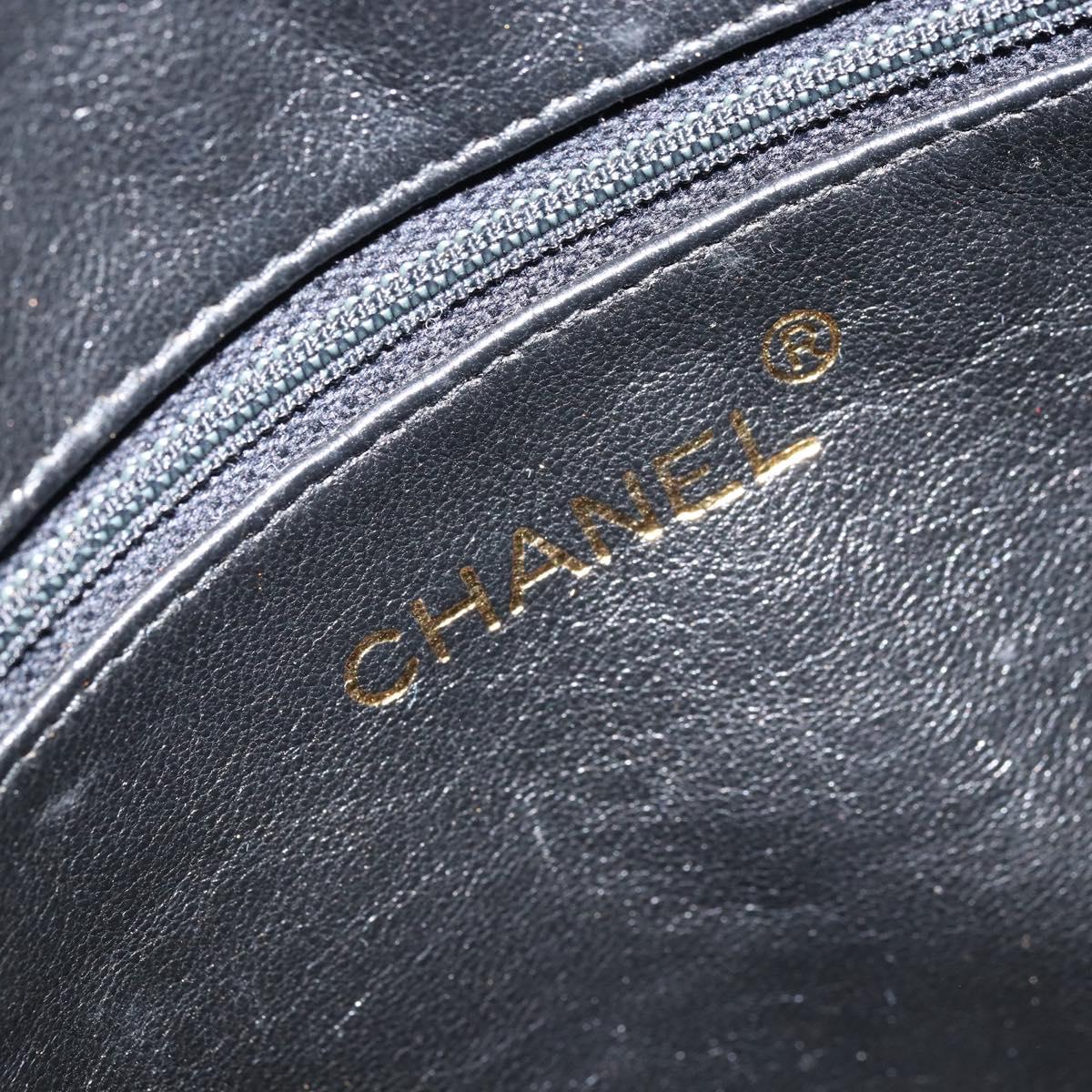 CHANEL Chain Shoulder Bag Caviar Skin Black Gold CC Auth 166896SAV