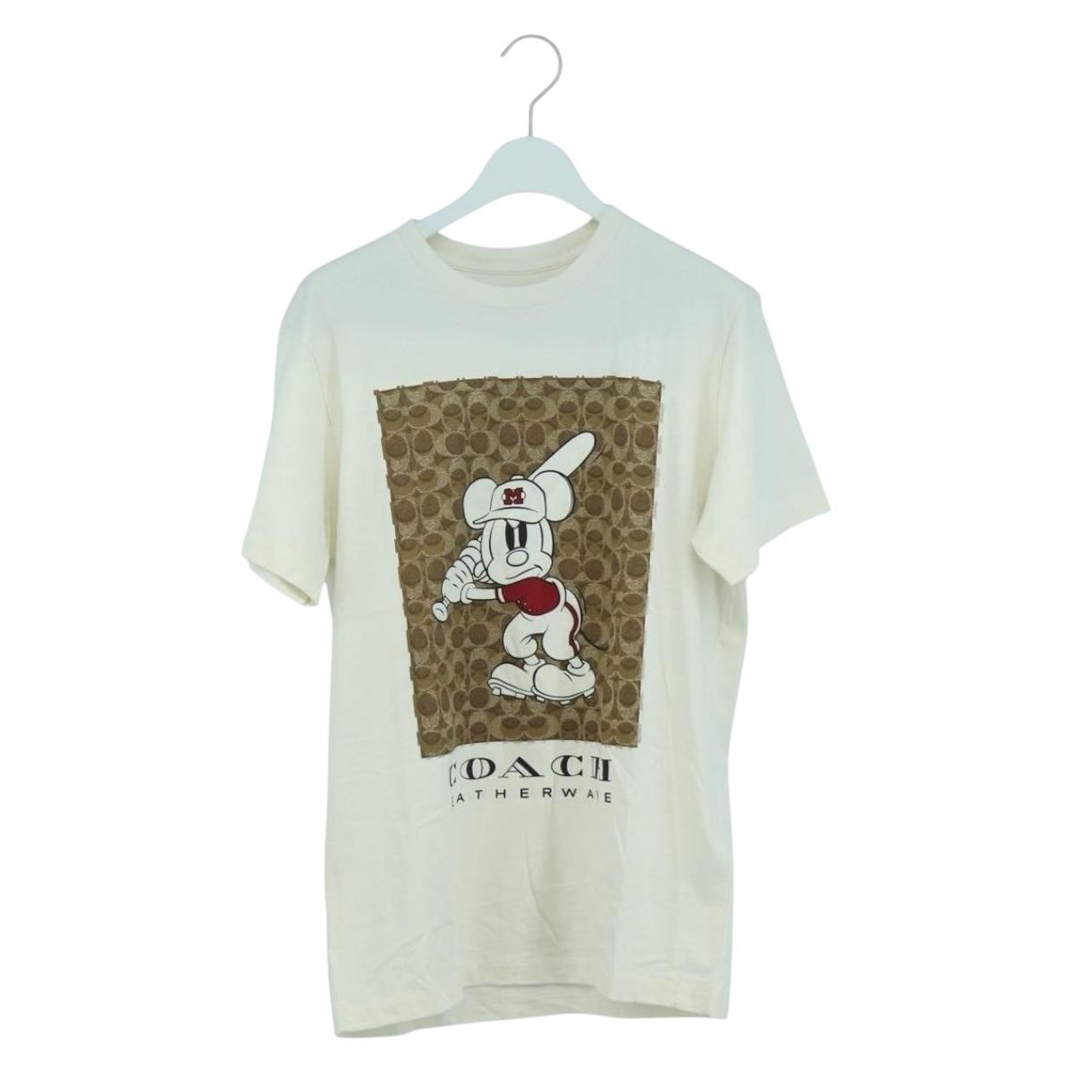 Coach COACH テ Disney Mickey Short Sleeved T Shirt Cotton White Auth 166915M
