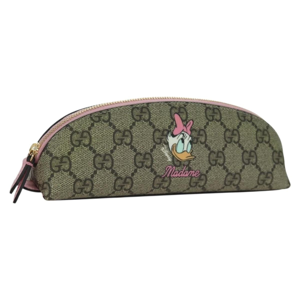 GUCCI GUCCIxDisney GG Supreme Pen Case PVC Beige Gold 662129 Auth 166937SM