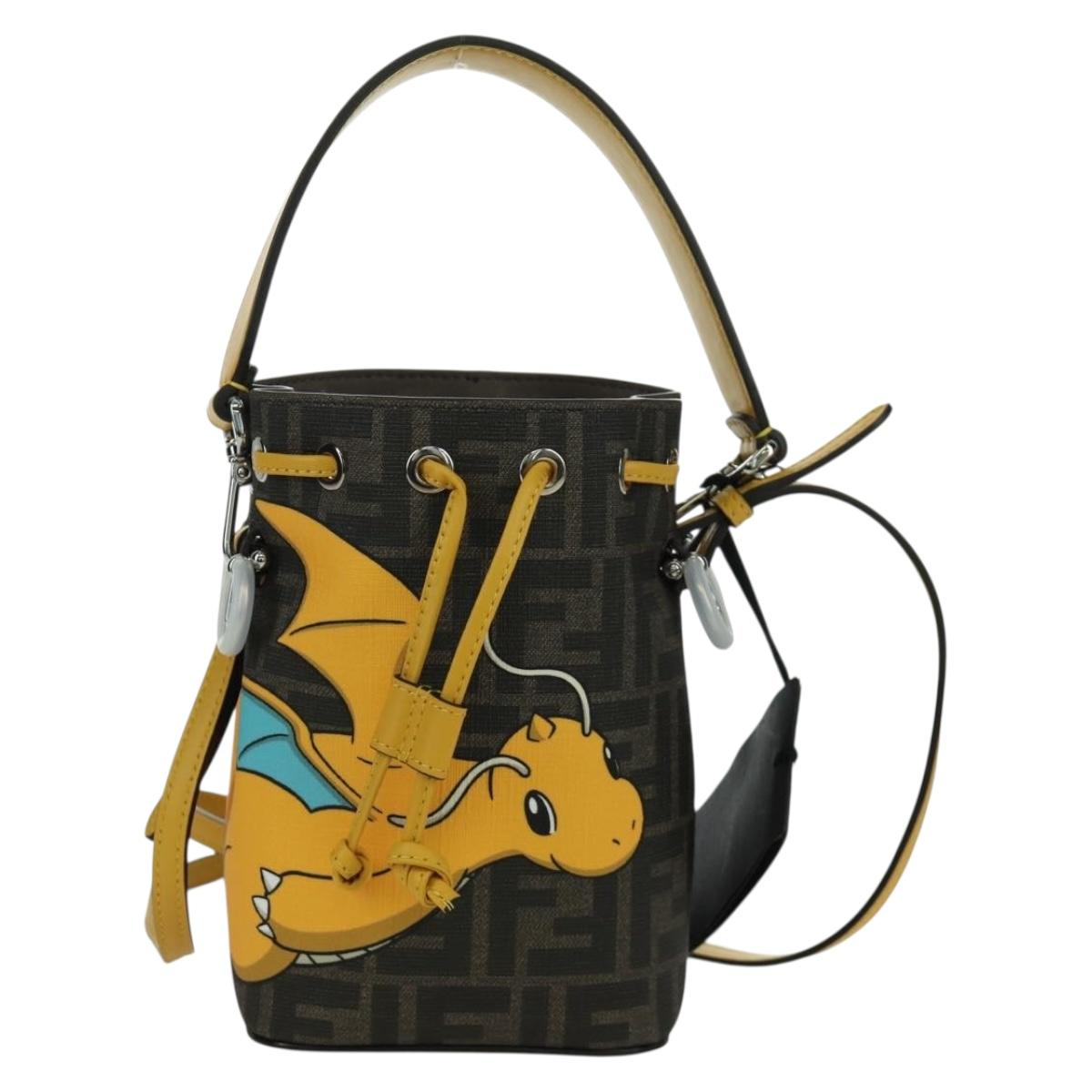 FENDI x FRGMT x POKテ窺ON Zucca Canvas Dragonfly Bag 2way Brown Auth 166947SM