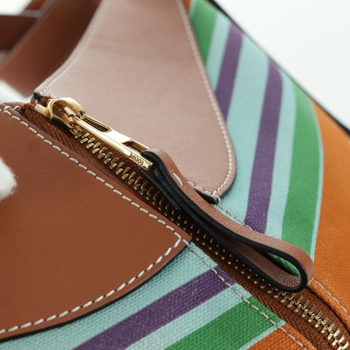 LOEWE Hammock Small Shoulder Bag Canvas Leather Multicolor Gold Auth 166948SAM