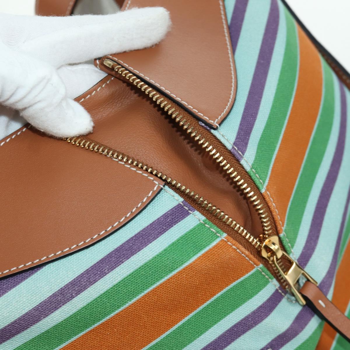 LOEWE Hammock Small Shoulder Bag Canvas Leather Multicolor Gold Auth 166948SAM