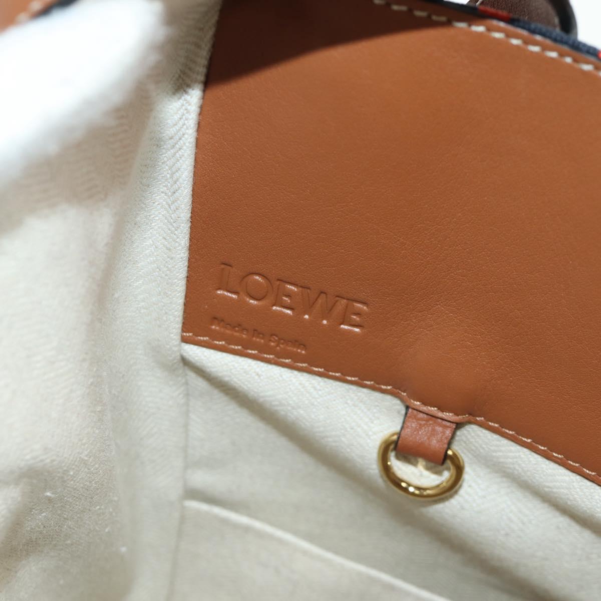 LOEWE Hammock Small Shoulder Bag Canvas Leather Multicolor Gold Auth 166948SAM