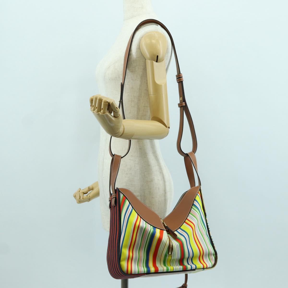 LOEWE Hammock Small Shoulder Bag Canvas Leather Multicolor Gold Auth 166948SAM