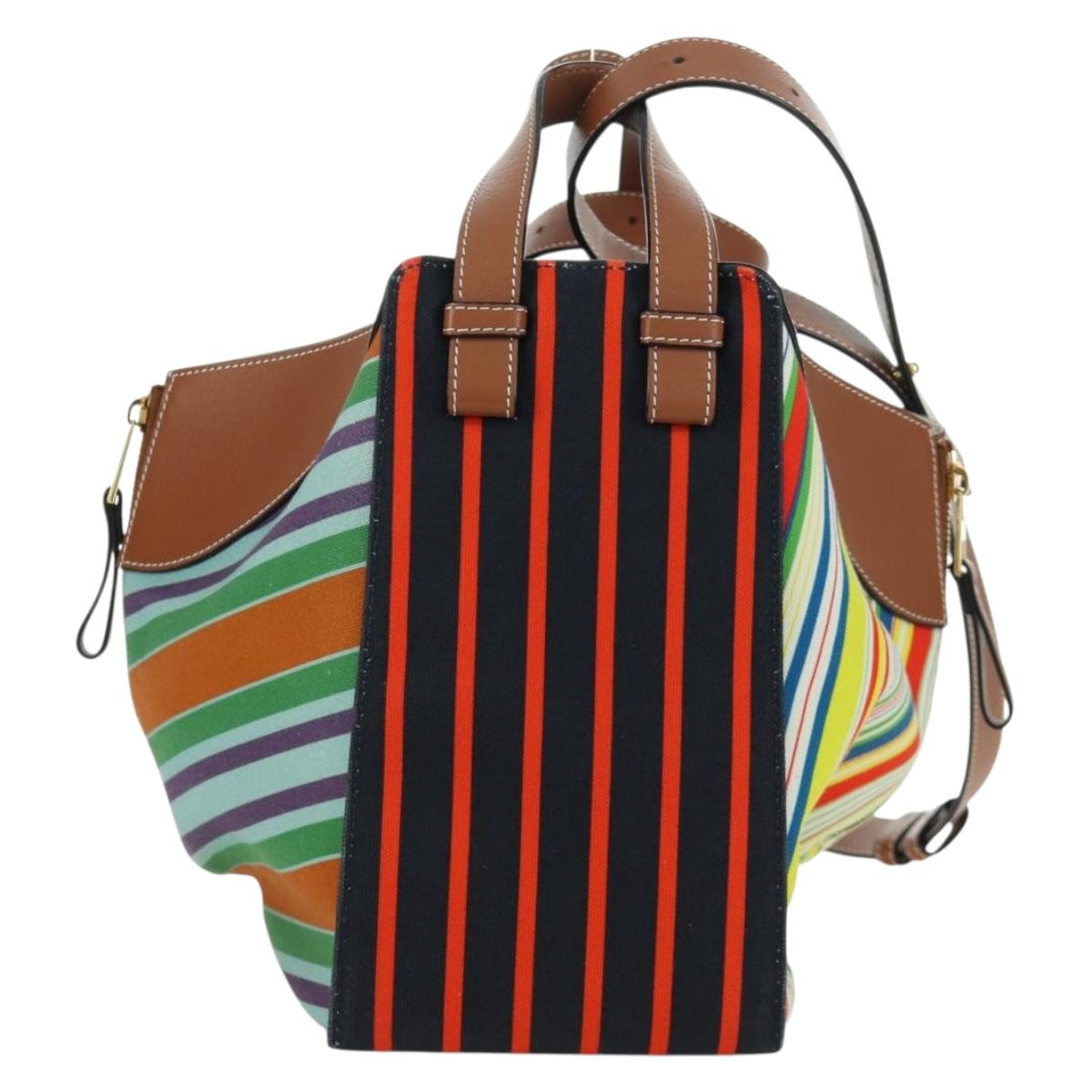 LOEWE Hammock Small Shoulder Bag Canvas Leather Multicolor Gold Auth 166948SAM