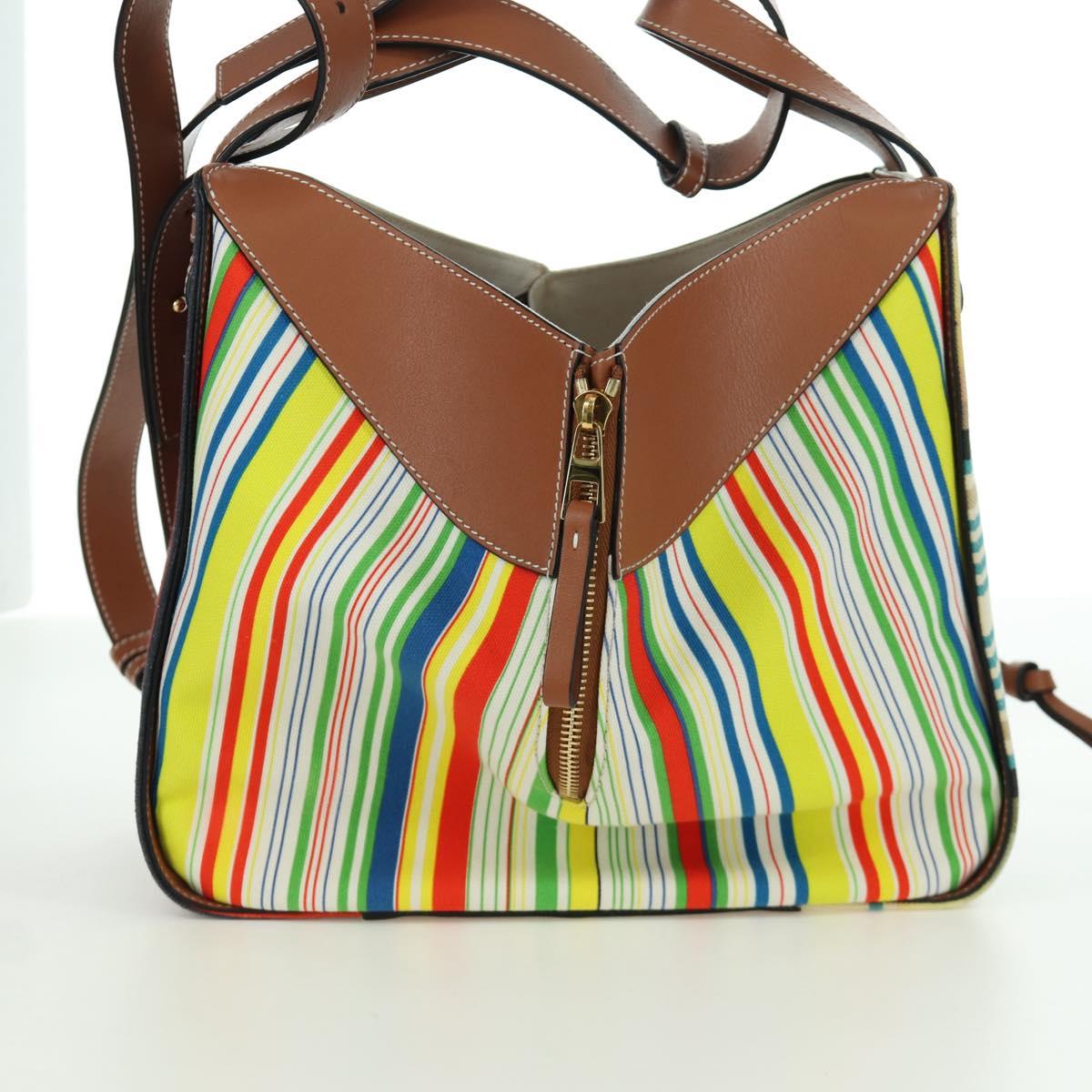 LOEWE Hammock Small Shoulder Bag Canvas Leather Multicolor Gold Auth 166948SAM