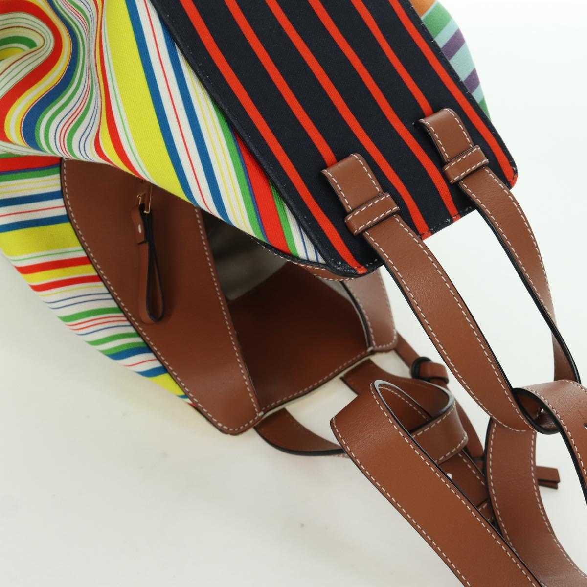 LOEWE Hammock Small Shoulder Bag Canvas Leather Multicolor Gold Auth 166948SAM