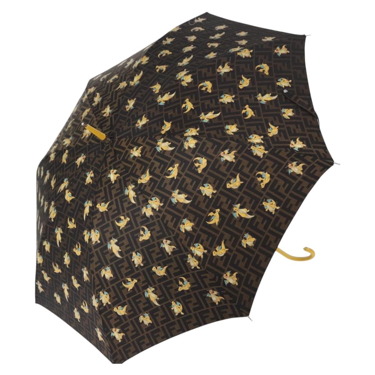 FENDI x FRGMT x POKテ窺ON Zucca Canvas Dragonfly Umbrella Black Auth 166950SM